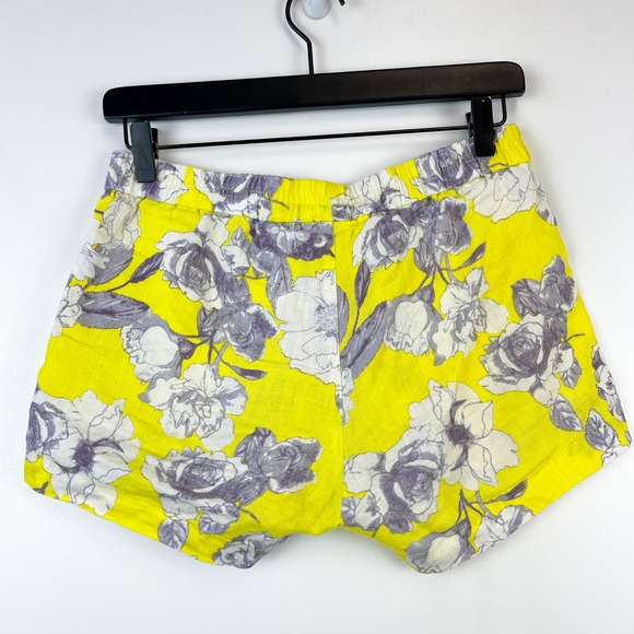 Kut from the Kloth (0) Linen Mid-Rise Floral Pull-On Shorts Yellow - Picture 3 of 8